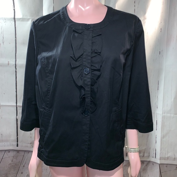 Talbots 18W Black Button Front Blouse or Blazer - Picture 1 of 7